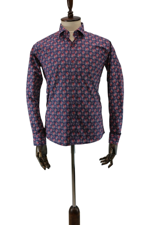 2491 Desenli Slim Fit Gömlek - Resim 2