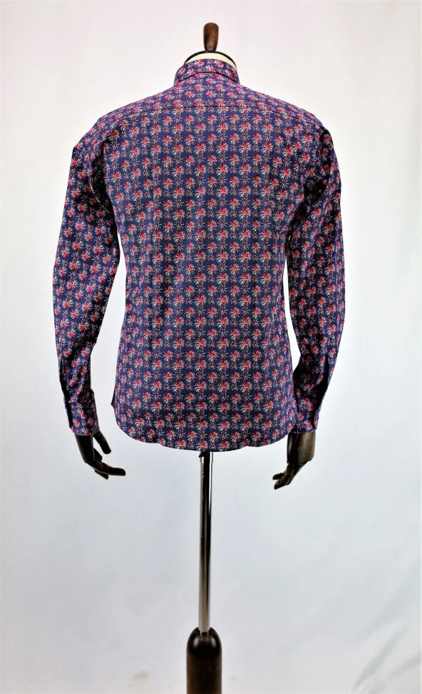 2491 Desenli Slim Fit Gömlek - Resim 3