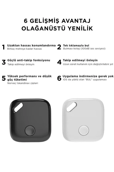 Torima Siyah F1 Smart Tag Takip Cihazı Apple My Find Uyumlu - 4