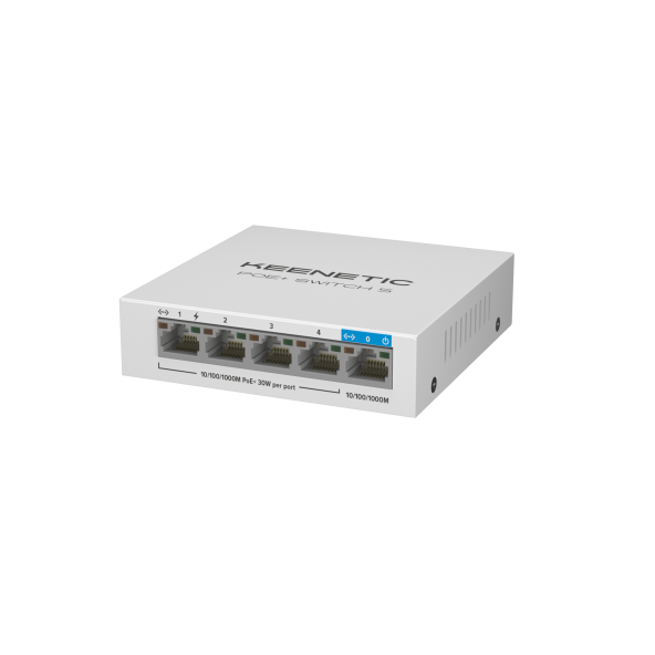 Keenetic PoE+ Switch 5, 1X1Gbit, 4X1Gbit PoE+ Port, IEEE 802.3AF/AT (Max.30W/Port), 60Watt
