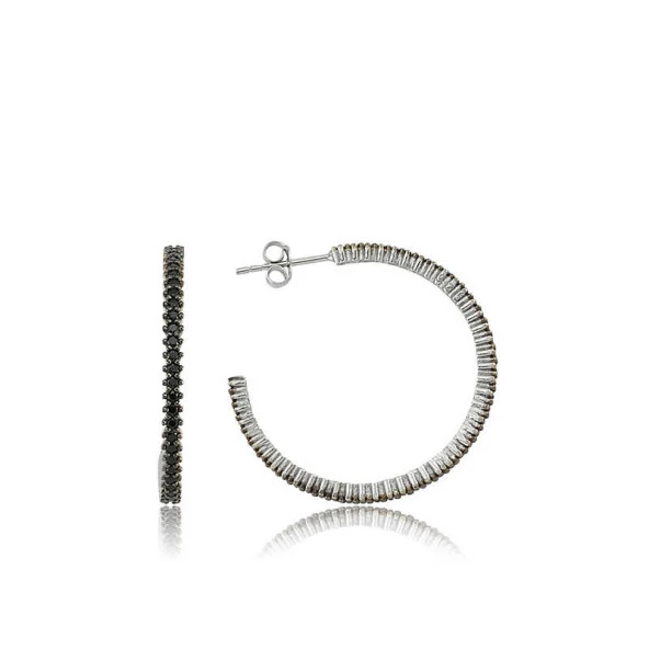 Himarry 925 Ayar Gümüş Tamtur Siyah Taşlı Küpe