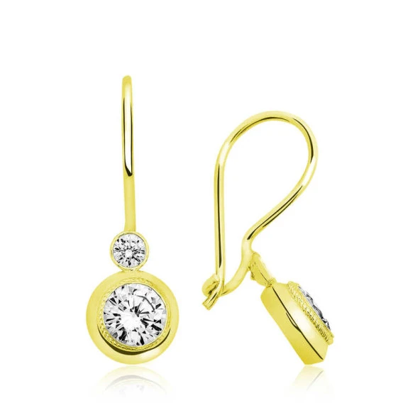 Himarry 925 Ayar Gümüş Gold Sallantılı Tek Taş Küpe