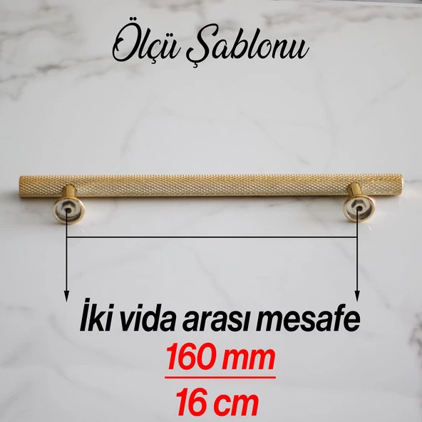 Doruk Kulp Mutfak Mobilya Dolabı Çekmece Dolap Kulpları Kapak Kulbu Kulpu Altın Gold 160 mm Metal - 7