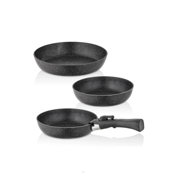 Taç Easy Connect 3'lü Tak Çıkar Saplı Tava Seti / Ergonomik Tak Çıkar Sap Siyah - 4