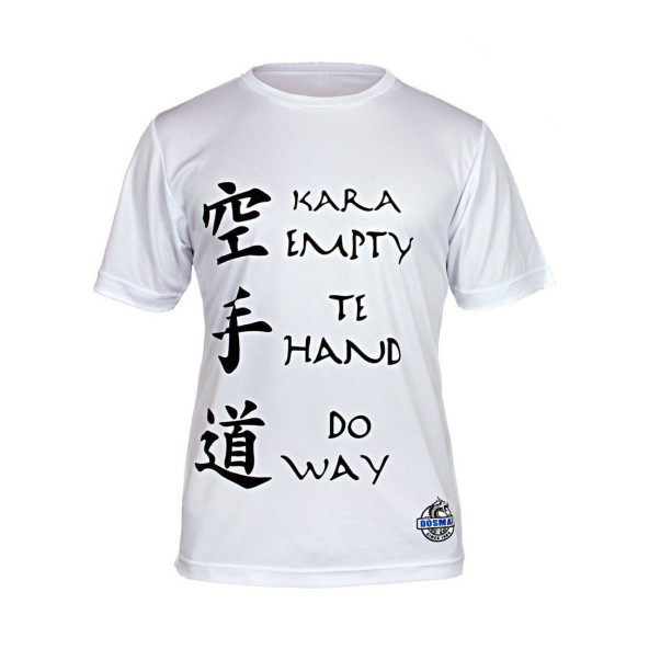Dosmai Dijital Baskılı Karate Bisiklet Yaka Spor T-Shirt Beyaz KRT093