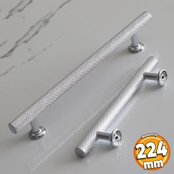 Doruk Kulp Mutfak Mobilya Dolabı Çekmece Dolap Kulpları Kapak Kulbu Kulpu Krom Renk 224 mm Metal