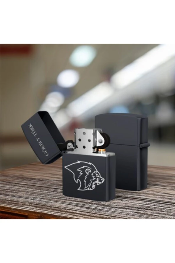 Isimli Aslan Desenli Benzinli Metal Çakmak