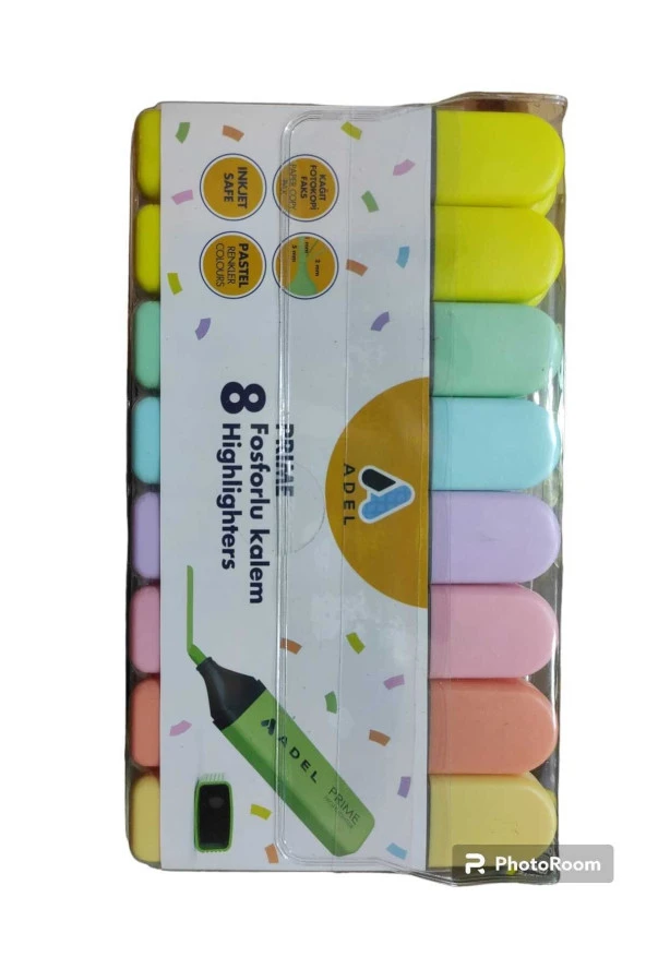 Adel prıme fosforlu kalem 8 adet pastel renk - 3