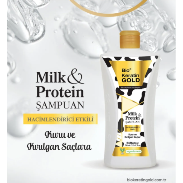 Bio Keratin Gold Milk & Protein Hacimlendirici Sülfatsız Şampuan 700 ml