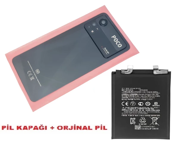 Xiaomi POCO X4 PRO Arka Kapak Batarya Kapağı + PİL (CAM) SİYAH