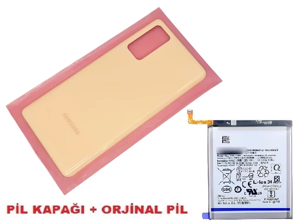 Tkgz Samsung Galaxy S20 FE Arka Pil Batarya Kapağı + PİL (CAM) TURUNCU