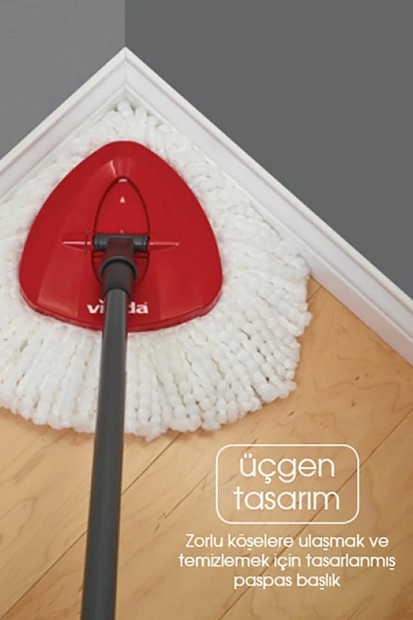 Vileda Turbo Pedallı Temizlik Seti + Turbo Üçgen Mikrofiber Yedek Paspas - 5