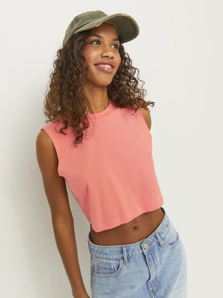 JJXX Bayan Bisiklet Yaka Kadın Crop Tişört 12224211 - Resim 2