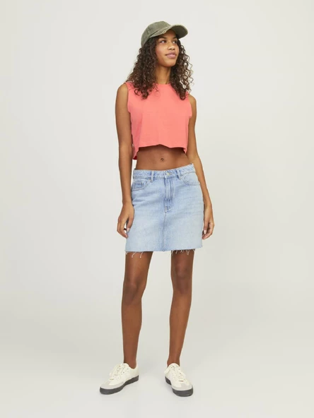 JJXX Bayan Bisiklet Yaka Kadın Crop Tişört 12224211 - Resim 4