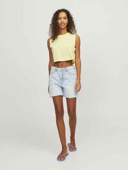 JJXX Bayan Bisiklet Yaka Kadın Crop Tişört 12224211 - Resim 3