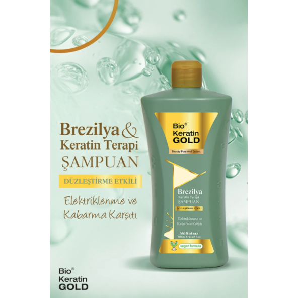 Bio Keratin Gold Brezilya & Keratin Terapi Düzleştirme Etkili Sülfatsız Şampuan 700 ml