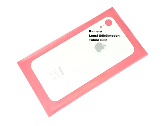 Tkgz İPhone XR Arka Pil Batarya Kapağı (CAM) Beyaz