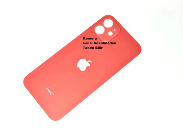 Tkgz İphone 12 Arka Pil Batarya Kapağı (CAM) Kırmızı