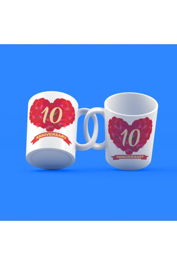 Evlilik Yıldönümü 10.yıl Tasarım Çay Kahve Kupası