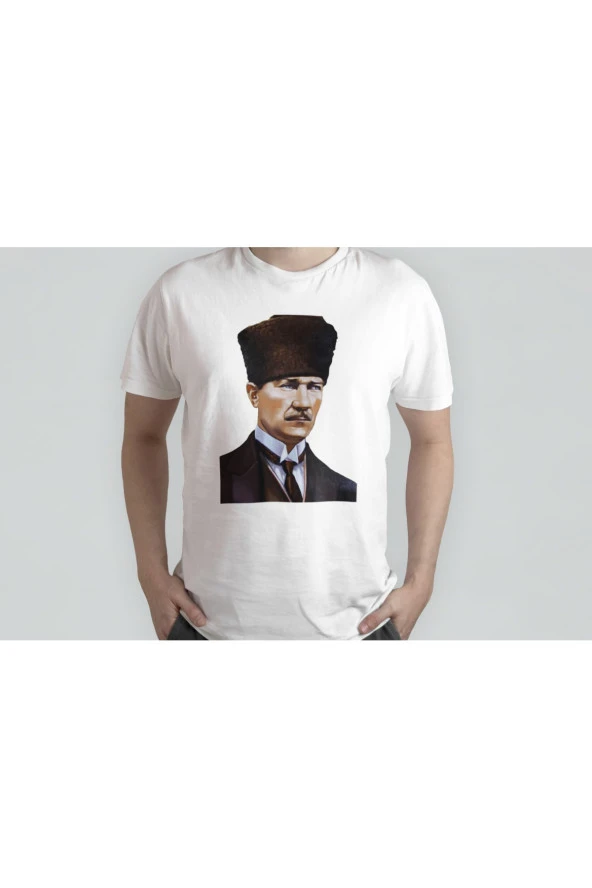 Atatürk Baskılı Beyaz Unısex T-shırt - 2