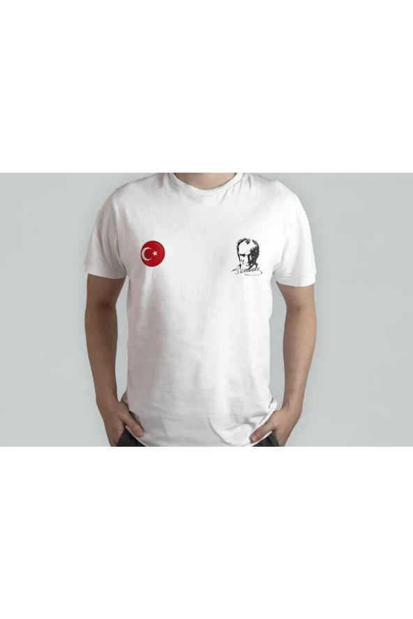 Atatürk Ve Türk Bayrağı Baskılı Unısex T-shırt - 2