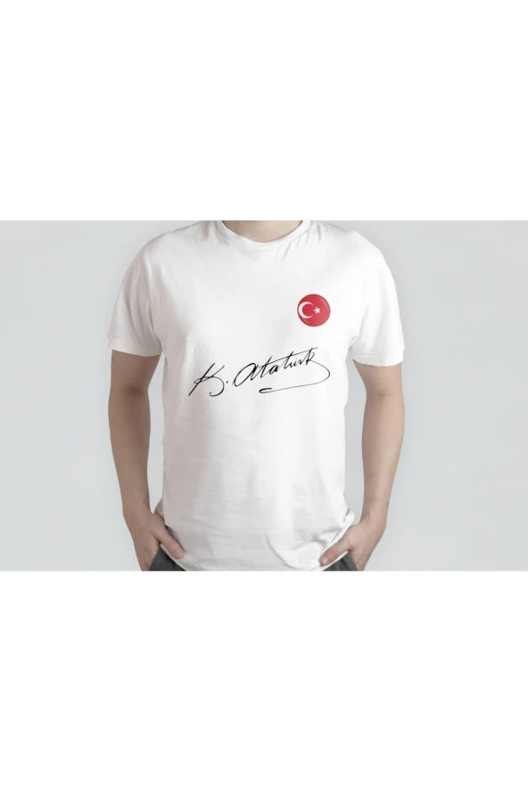 Atatürk Baskılı Beyaz Unısex T-shırt - 2