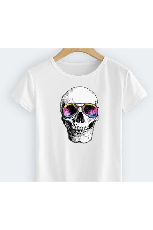 Skull Baskılı T-shırt Sıfır Yaka