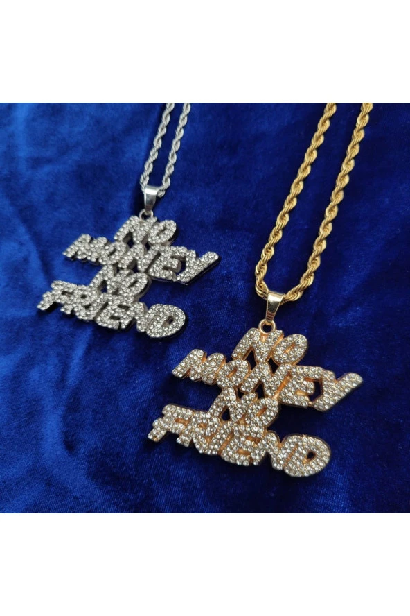 Iced Taşlı No Money No Friend Kolye - 2