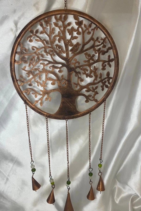 Deprem Zili Çanı Rüzgar Çanı Zili Feng Shui HaYat Ağacı Komple Metal 5 Çanlı Bronz - Resim 2