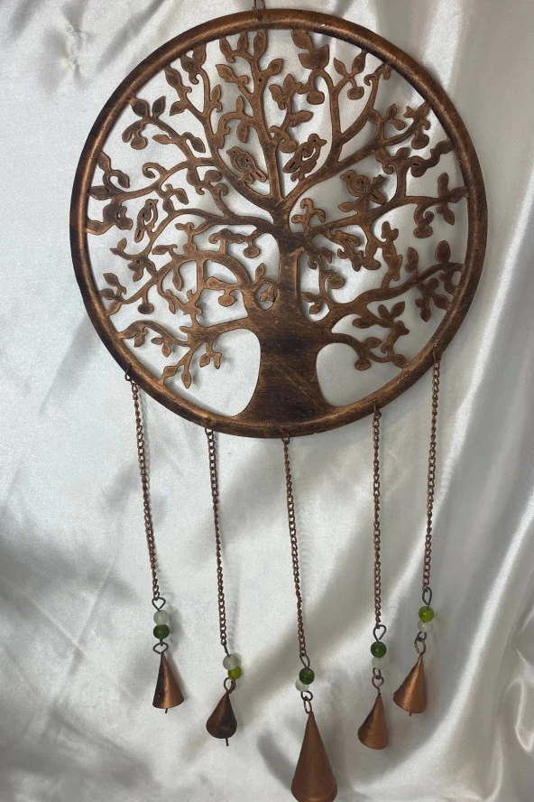 Deprem Zili Çanı Rüzgar Çanı Zili Feng Shui HaYat Ağacı Komple Metal 5 Çanlı Bronz - Resim 3