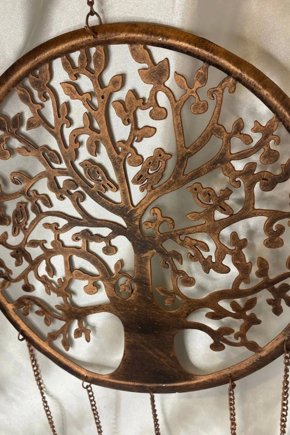 Deprem Zili Çanı Rüzgar Çanı Zili Feng Shui HaYat Ağacı Komple Metal 5 Çanlı Bronz - Resim 5