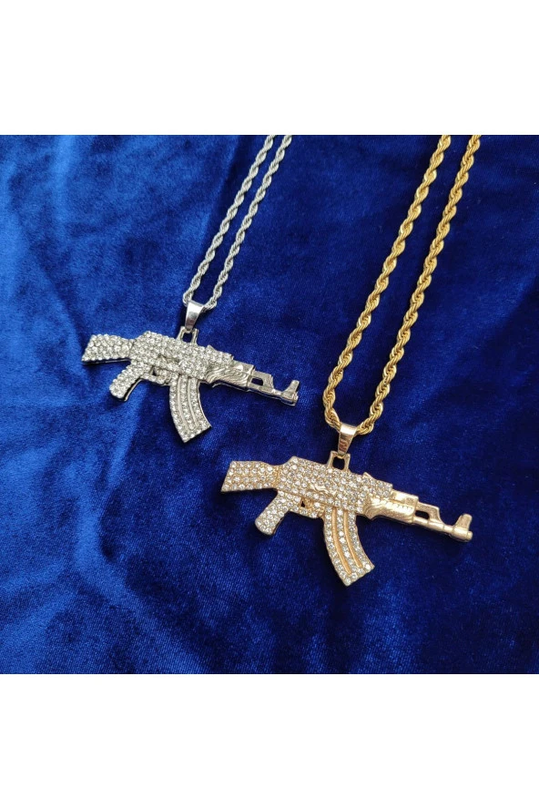 Iced Taşlı Ak-47 Kolye - 2