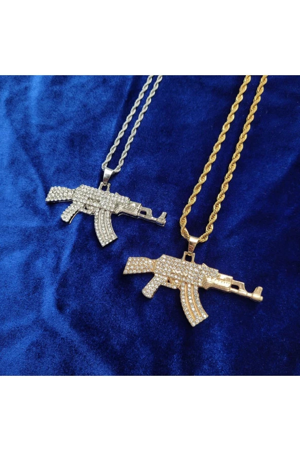 Iced Taşlı Ak-47 Kolye - 2