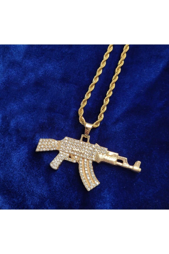 Iced Taşlı Ak-47 Kolye - 3