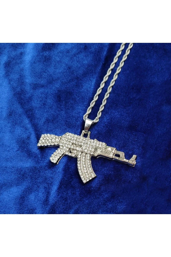 Iced Taşlı Ak-47 Kolye - 3