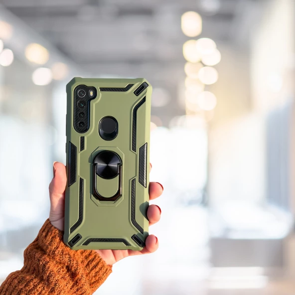 Xiaomi Redmi Note 8 Yüzüklü Standlı Tlp Tank Kılıf  (Armor Mılıtary Case)