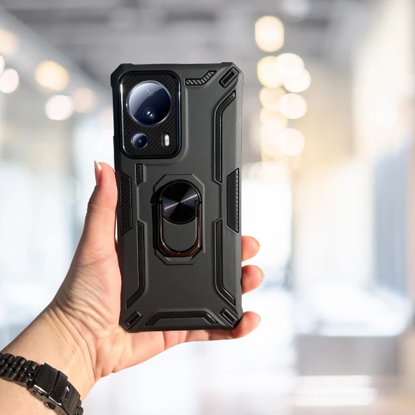 Xiaomi Mi 13 Lite Yüzüklü Standlı Tlp Tank Kılıf  (Armor Mılıtary Case) - 7