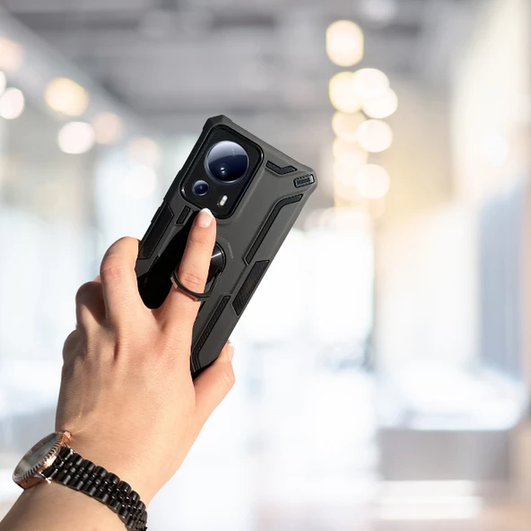 Xiaomi Mi 13 Lite Yüzüklü Standlı Tlp Tank Kılıf  (Armor Mılıtary Case) - 3
