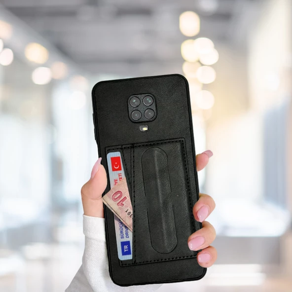 Xiaomi Redmi Note 9 Pro Tlp Kartlıklı Standlı  Lüx Deri Kılıf