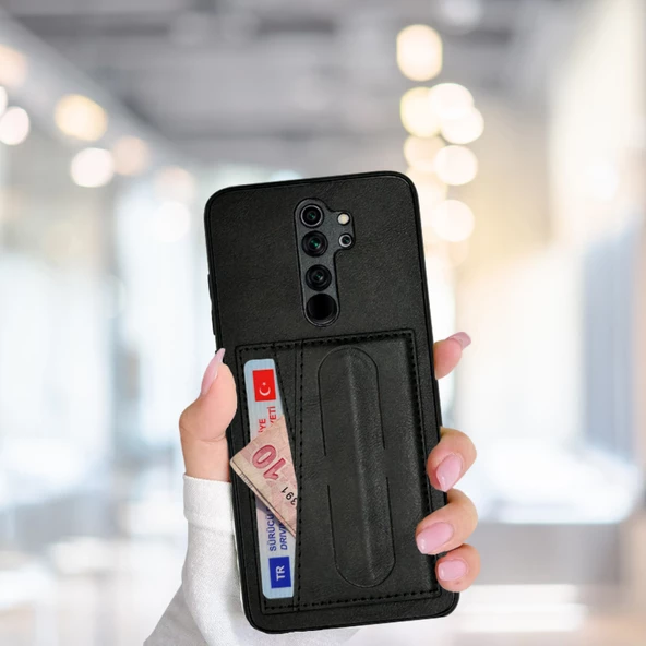 Xiaomi Redmi Note 8 Pro Tlp Kartlıklı Standlı  Lüx Deri Kılıf