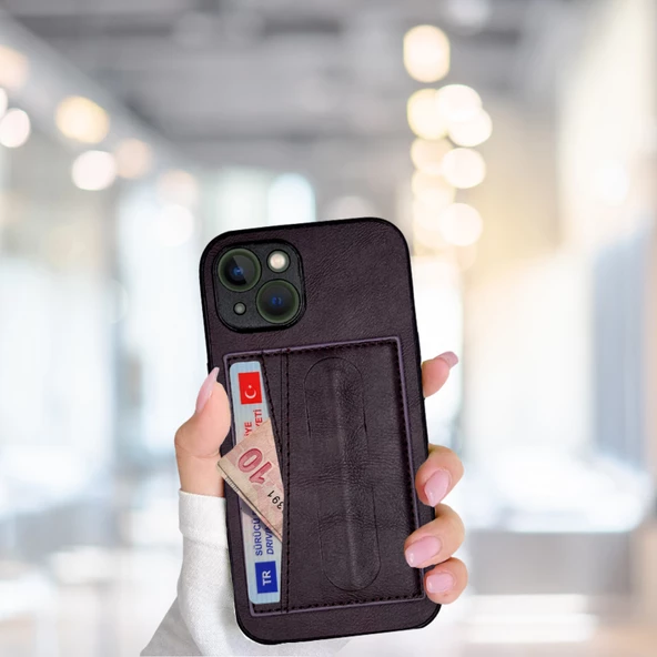 İphone 13 Tlp Kartlıklı Standlı  Lüx Deri Kılıf - 2