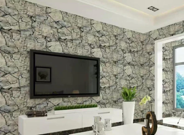 Renkli Duvarlar Kayrak Taş Arkası Yapışkanlı Dekoratif 3D Duvar Kağıdı Paneli