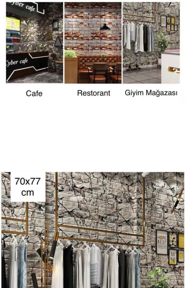 Renkli Duvarlar Kayrak Taş Arkası Yapışkanlı Dekoratif 3D Duvar Kağıdı Paneli - 4