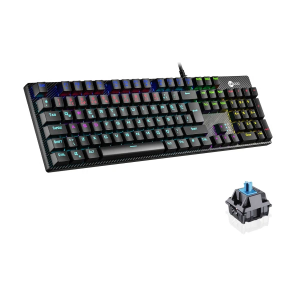 Lenovo Lecoo KG1101 Makro Tuşlu USB Kablolu RGB LED Aydınlatmalı Blue Switch Gaming Mekanik Türkçe Q Klavye Siyah