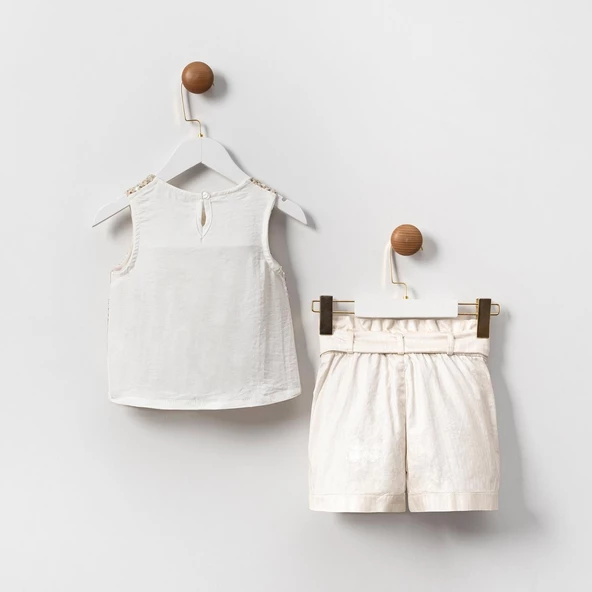 Kız Çocuk Şortlu Payetli 2 Li Bayramlık Takım - 2