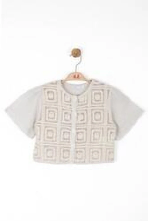 NK KİDS Kız Çocuk Mocca Keten Mevsimlik Ceket 36545 - Resim 3