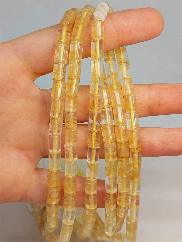 Golden & Rutil Kuvars Taşı Silindir Kesim 5.5x7.5mm Dizi (49300) ürün görseli