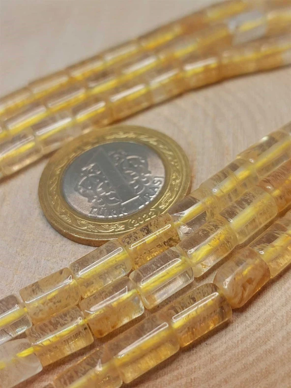 Golden & Rutil Kuvars Taşı Silindir Kesim 5.5x7.5mm Dizi (49300) - Resim 2
