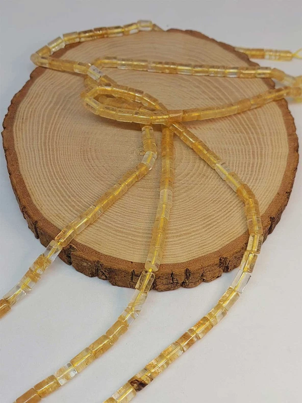 Golden & Rutil Kuvars Taşı Silindir Kesim 5.5x7.5mm Dizi (49300) - Resim 3