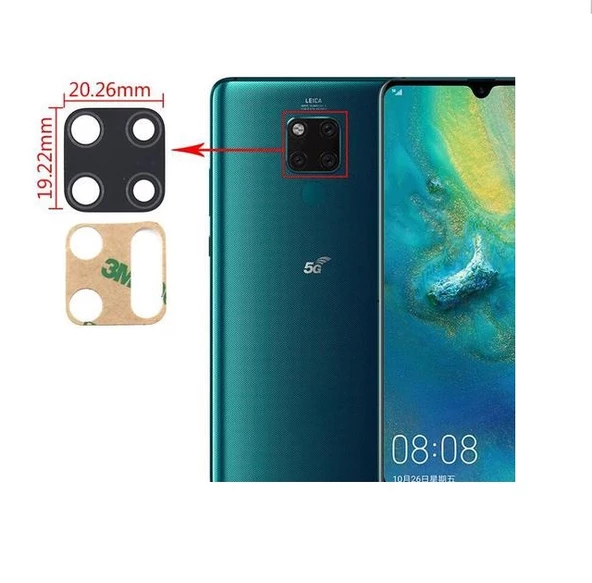 Huawei Uyumlu MATE 20 PRO Arka Kamera Camı Lens Yapışkanlı